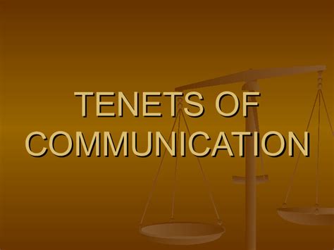 tenets of communication
